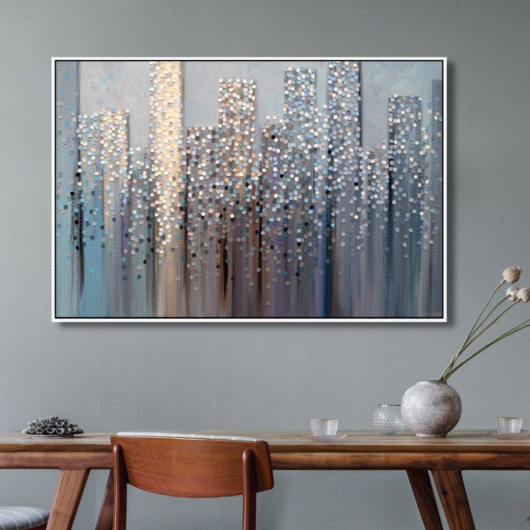 City in The Dreams Abstract Canvas Wall Art - Designity Art