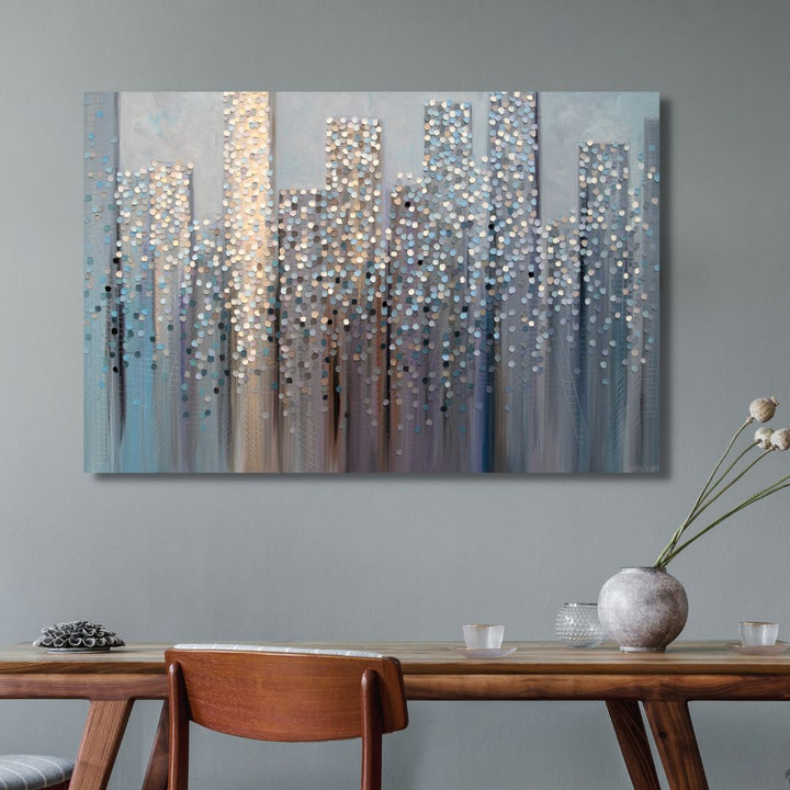 City in The Dreams Abstract Canvas Wall Art - Designity Art