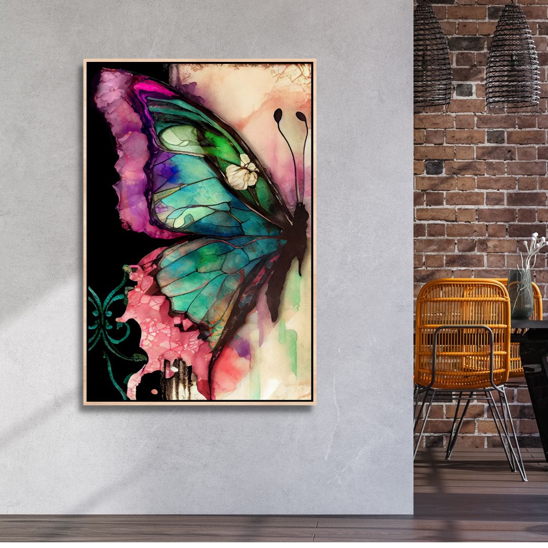 Colorful Butterflies Abstract Canvas Wall Art - Designity Art