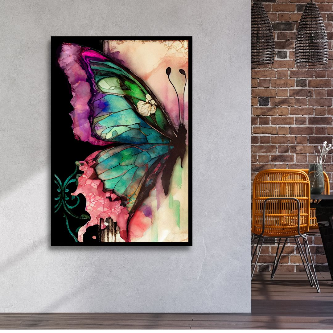 Colorful Butterflies Abstract Canvas Wall Art - Designity Art