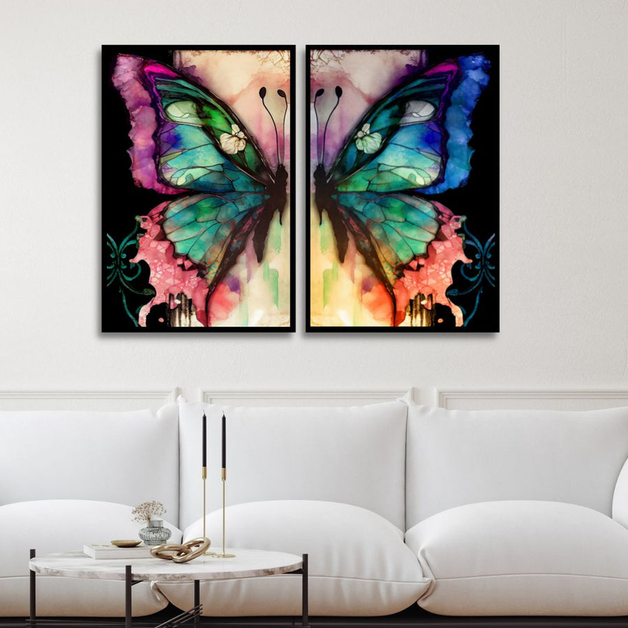 Colorful Butterflies Abstract Canvas Wall Art - Designity Art