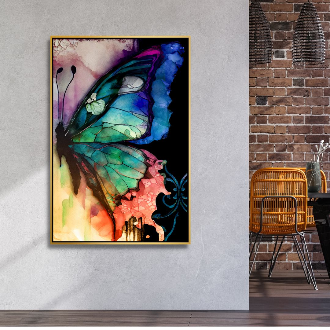 Colorful Butterflies Abstract Canvas Wall Art - Designity Art