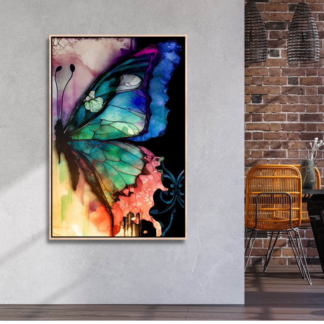 Colorful Butterflies Abstract Canvas Wall Art - Designity Art