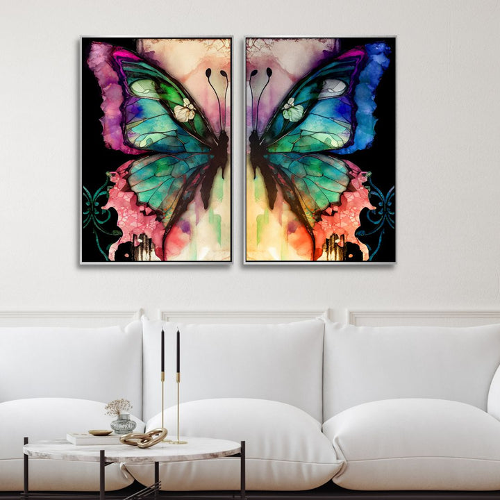 Colorful Butterflies Abstract Canvas Wall Art - Designity Art