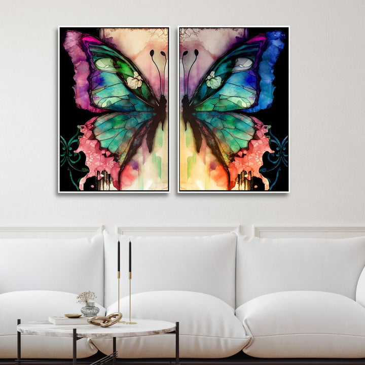 Colorful Butterflies Abstract Canvas Wall Art - Designity Art