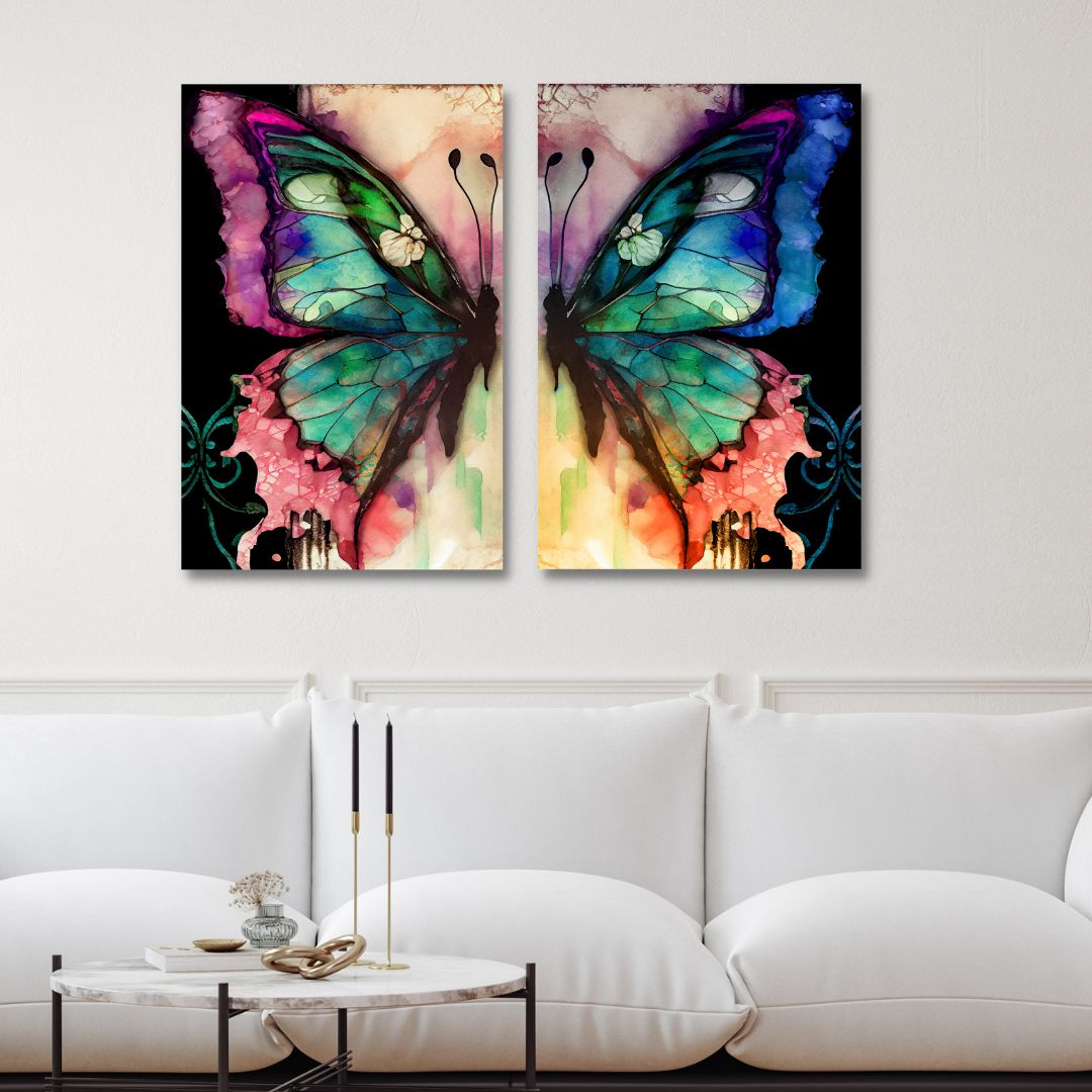 Colorful Butterflies Abstract Canvas Wall Art - Designity Art