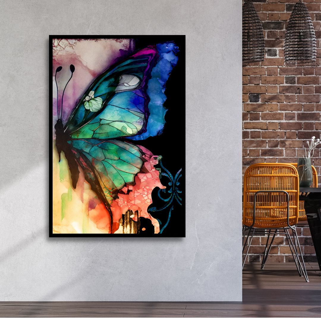 Colorful Butterflies Abstract Canvas Wall Art - Designity Art