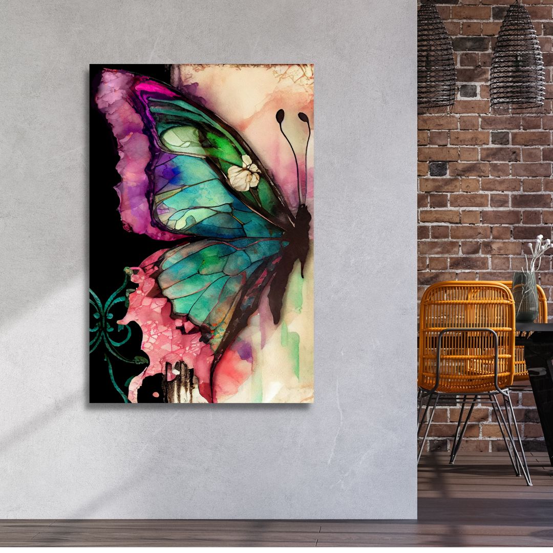 Colorful Butterflies Abstract Canvas Wall Art - Designity Art