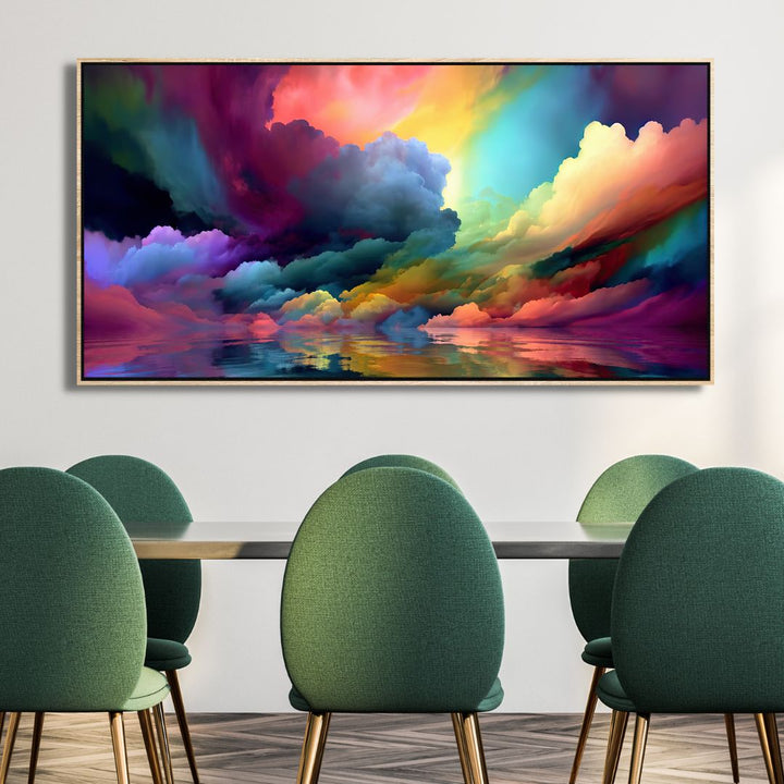 Colorful Clouds on Lake Abstract Canvas Wall Art - Designity Art