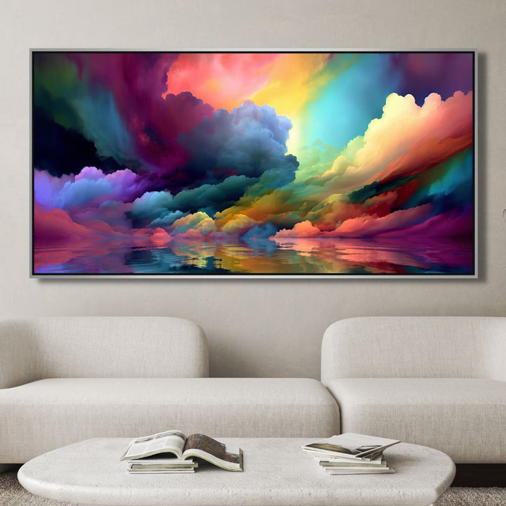 Colorful Clouds on Lake Abstract Canvas Wall Art - Designity Art