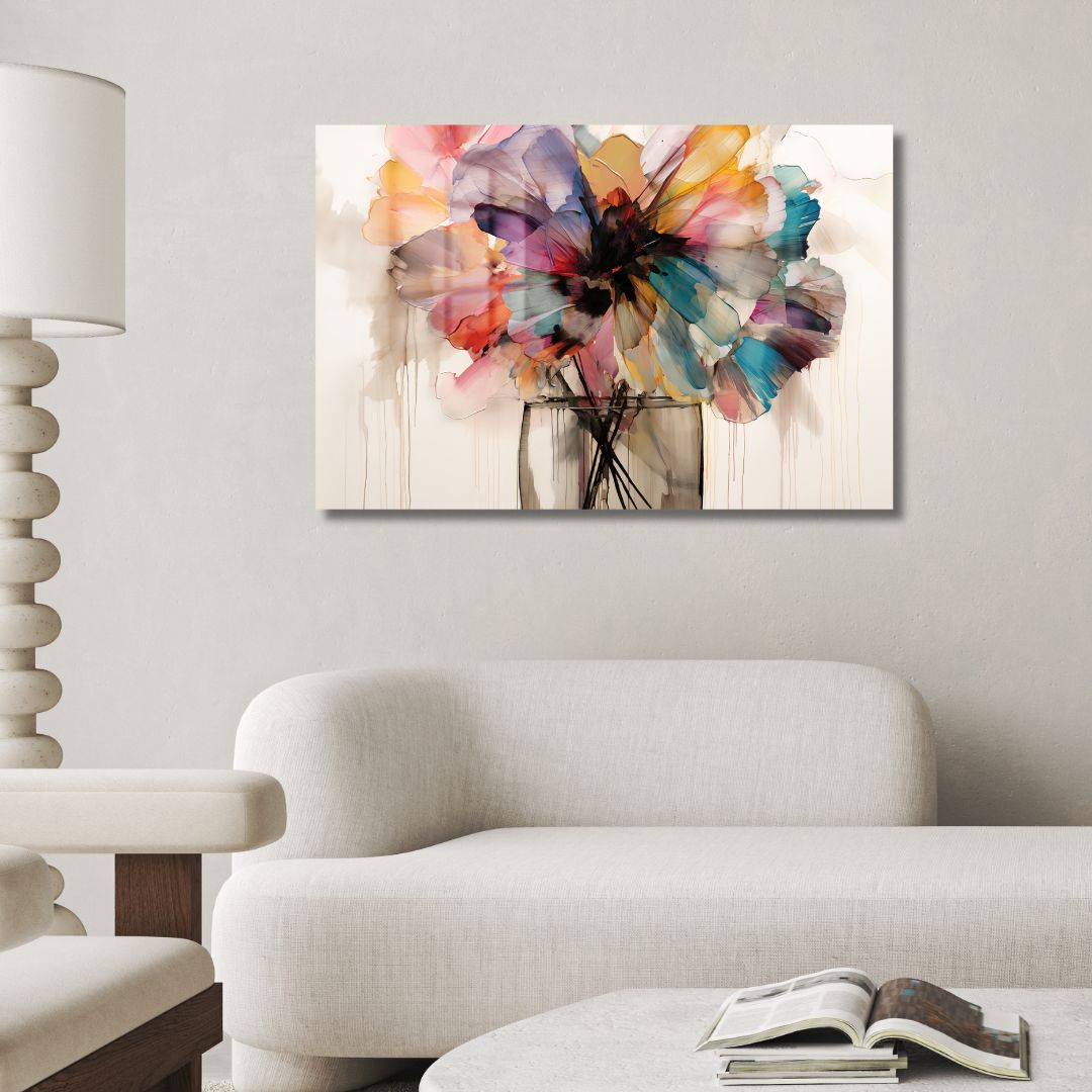 Colorful Flower Vase Acrylic Glass Art - Designity Art