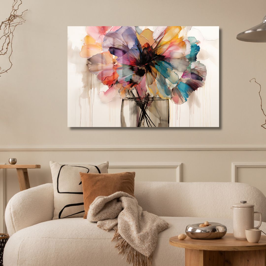 Colorful Flower Vase Acrylic Glass Art - Designity Art