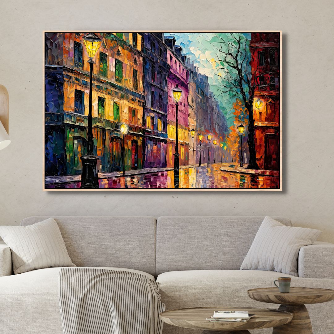 Colorful Paris Street Abstract Wall Art - Designity Art