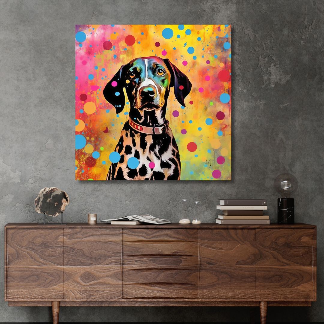 Colorful Spotted Dalmatian Canvas Wall Art - Designity Art