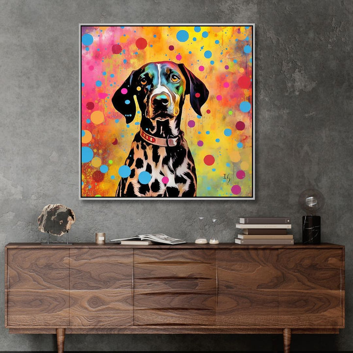 Colorful Spotted Dalmatian Canvas Wall Art - Designity Art