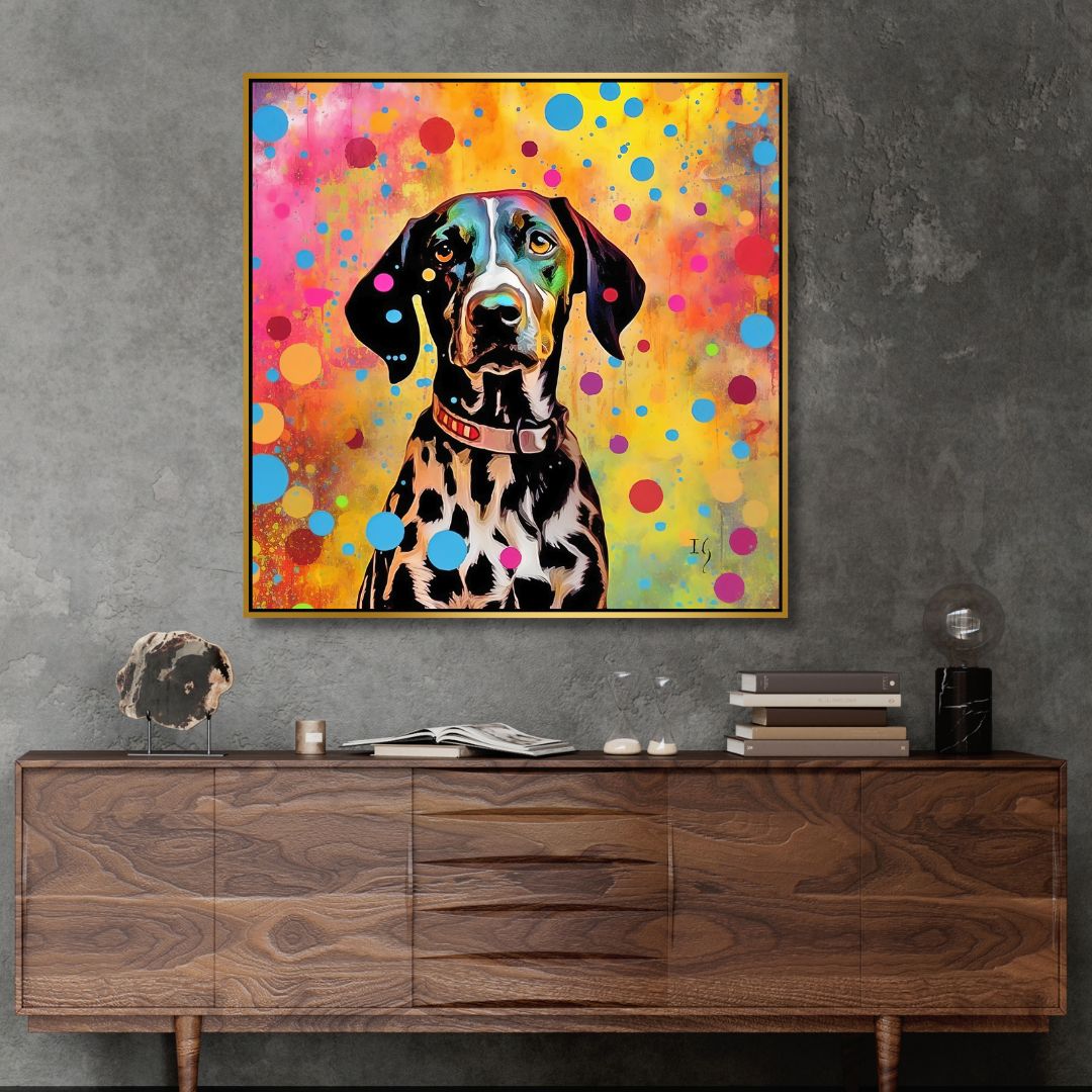 Colorful Spotted Dalmatian Canvas Wall Art - Designity Art