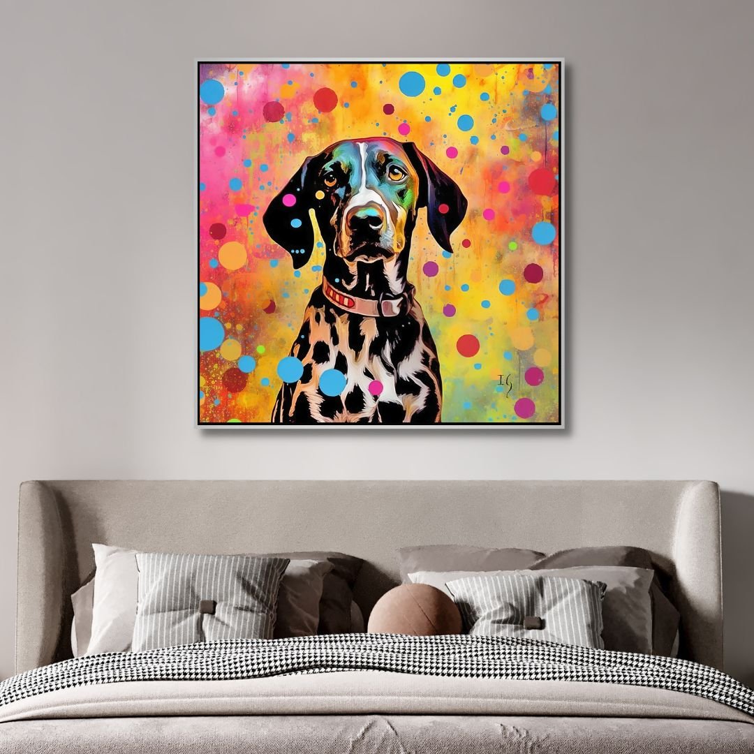 Colorful Spotted Dalmatian Canvas Wall Art - Designity Art