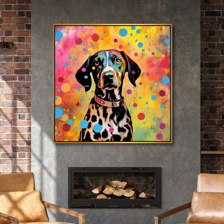 Colorful Spotted Dalmatian Canvas Wall Art - Designity Art