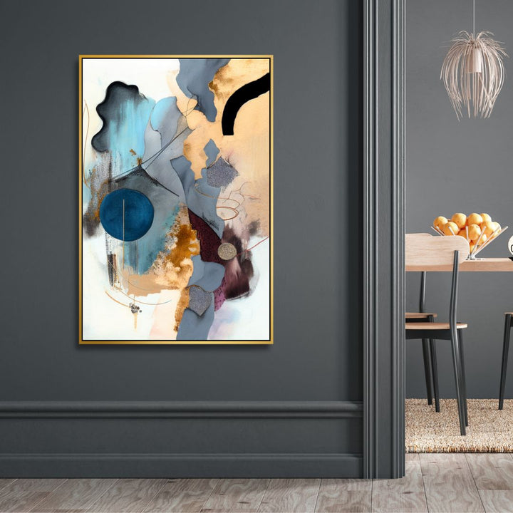 Contemporary Blue, Gold and Gray Brush Strokes Abstract Art - Designity Art