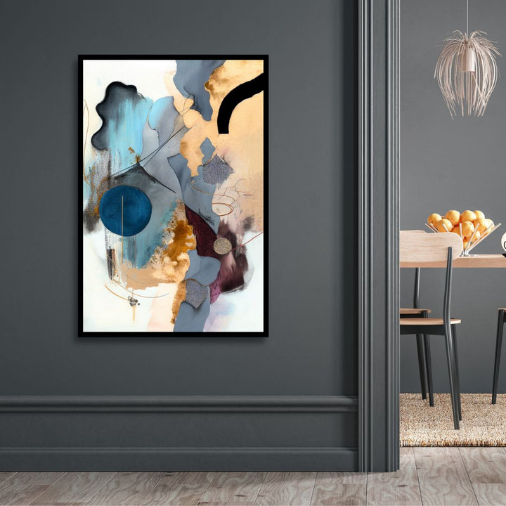 Contemporary Blue, Gold and Gray Brush Strokes Abstract Art - Designity Art