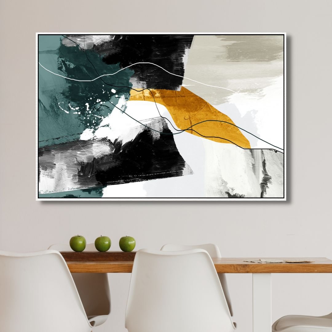 Contemporary Green, Gray and Gold Abstract Art - Designity Art