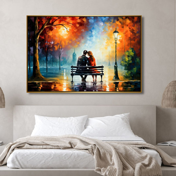 Couple Sitting at The Park Abstract Canvas Art - Designity Art