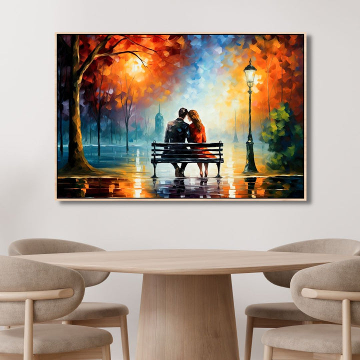 Couple Sitting at The Park Abstract Canvas Art - Designity Art