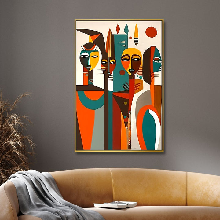 Cubism Style Afro Figures Abstract Canvas Wall Art - Designity Art