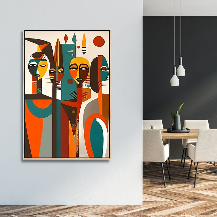 Cubism Style Afro Figures Abstract Canvas Wall Art - Designity Art