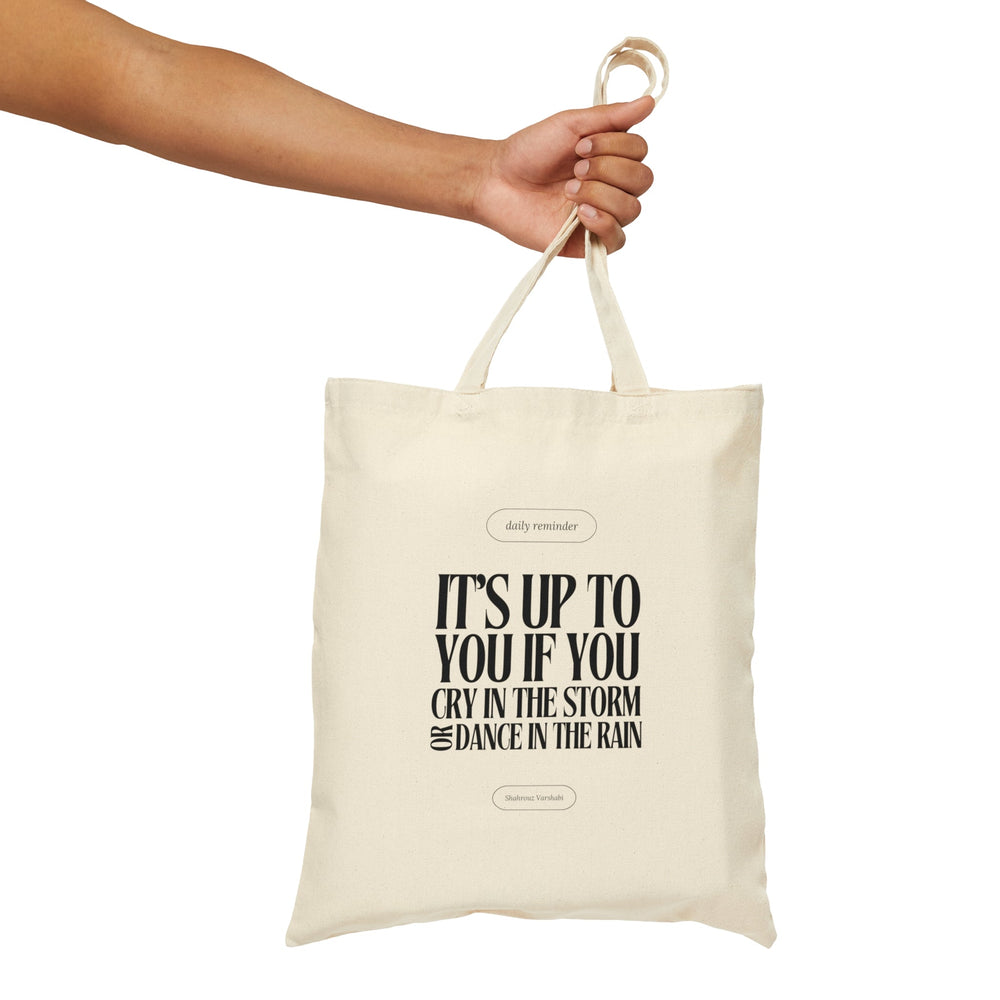 "Dance in The Rain" Inspirational Quote Cotton Canvas Tote Bag - Bags - Designity Art