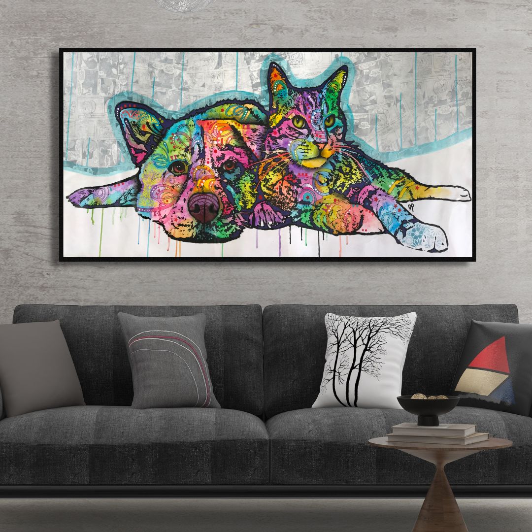 Dog and Cat Companions Canvas Wall Art - Designity Art