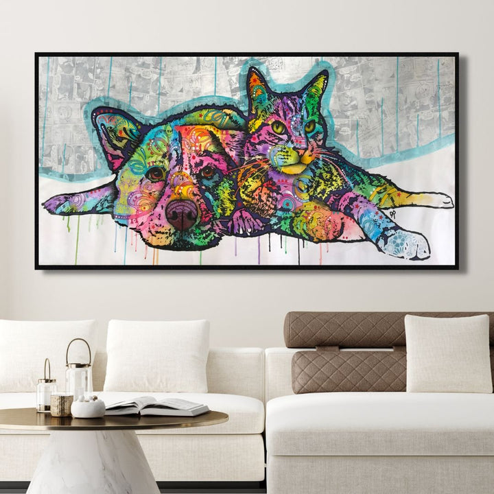 Dog and Cat Companions Canvas Wall Art - Designity Art