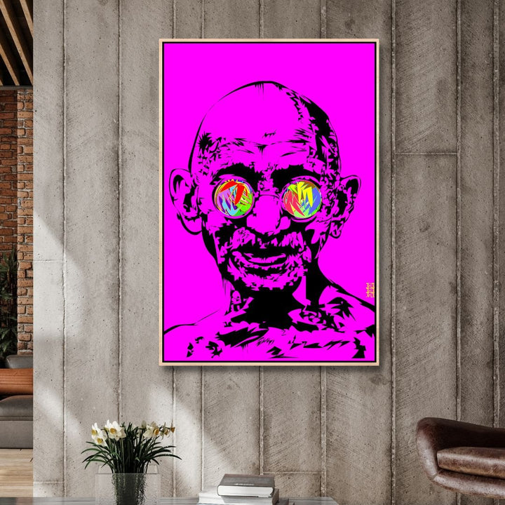 Ghandi Pop Art Canvas Wall Art - Designity Art