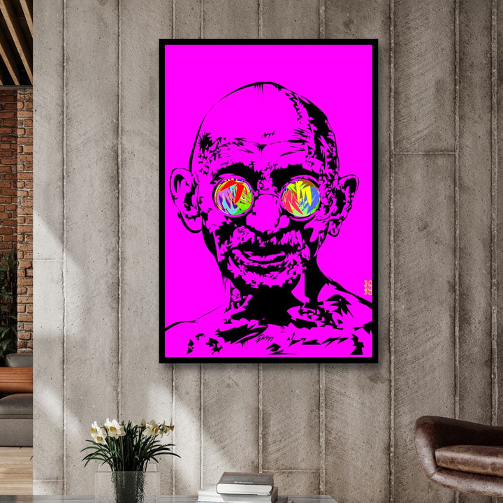 Ghandi Pop Art Canvas Wall Art - Designity Art