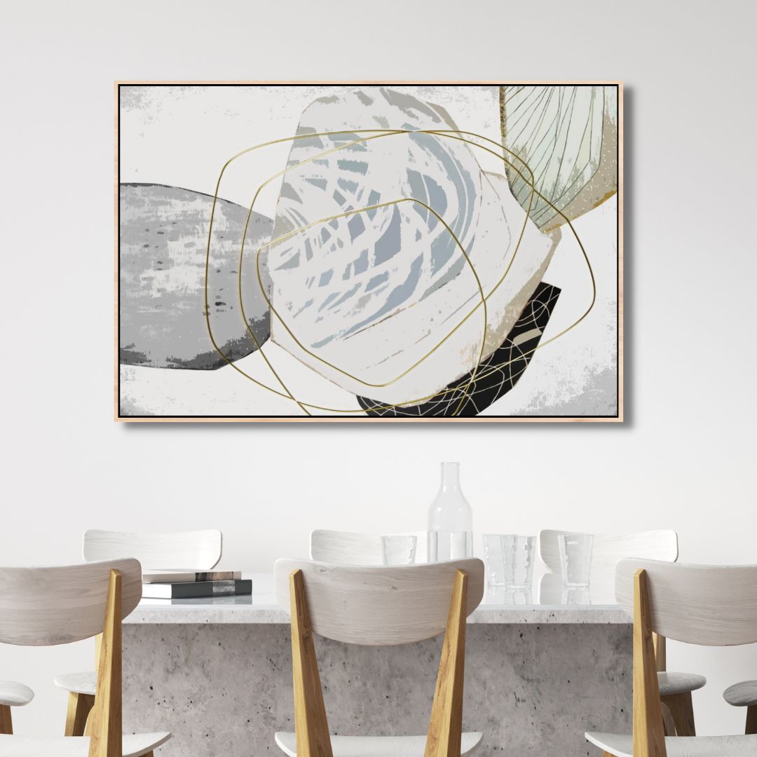Gold, Gray and White Watercolor Abstract Art - Designity Art