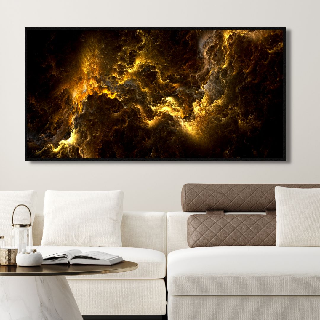 Gold Lightning Abstract Canvas Art - Designity Art