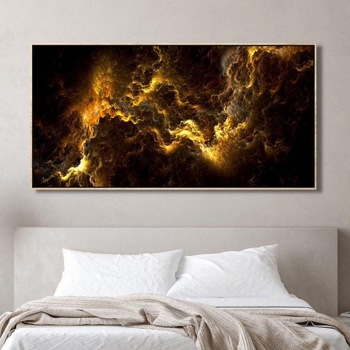 Gold Lightning Abstract Canvas Art - Designity Art