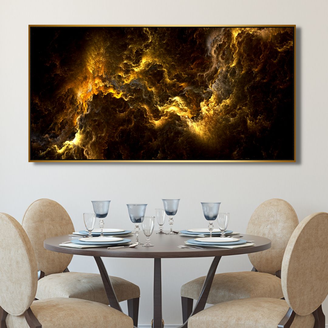 Gold Lightning Abstract Canvas Art - Designity Art