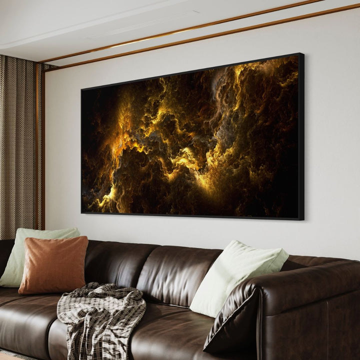 Gold Lightning Abstract Canvas Art - Designity Art