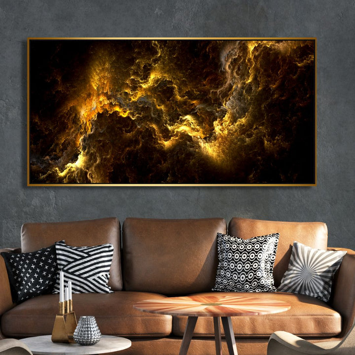 Gold Lightning Abstract Canvas Art - Designity Art