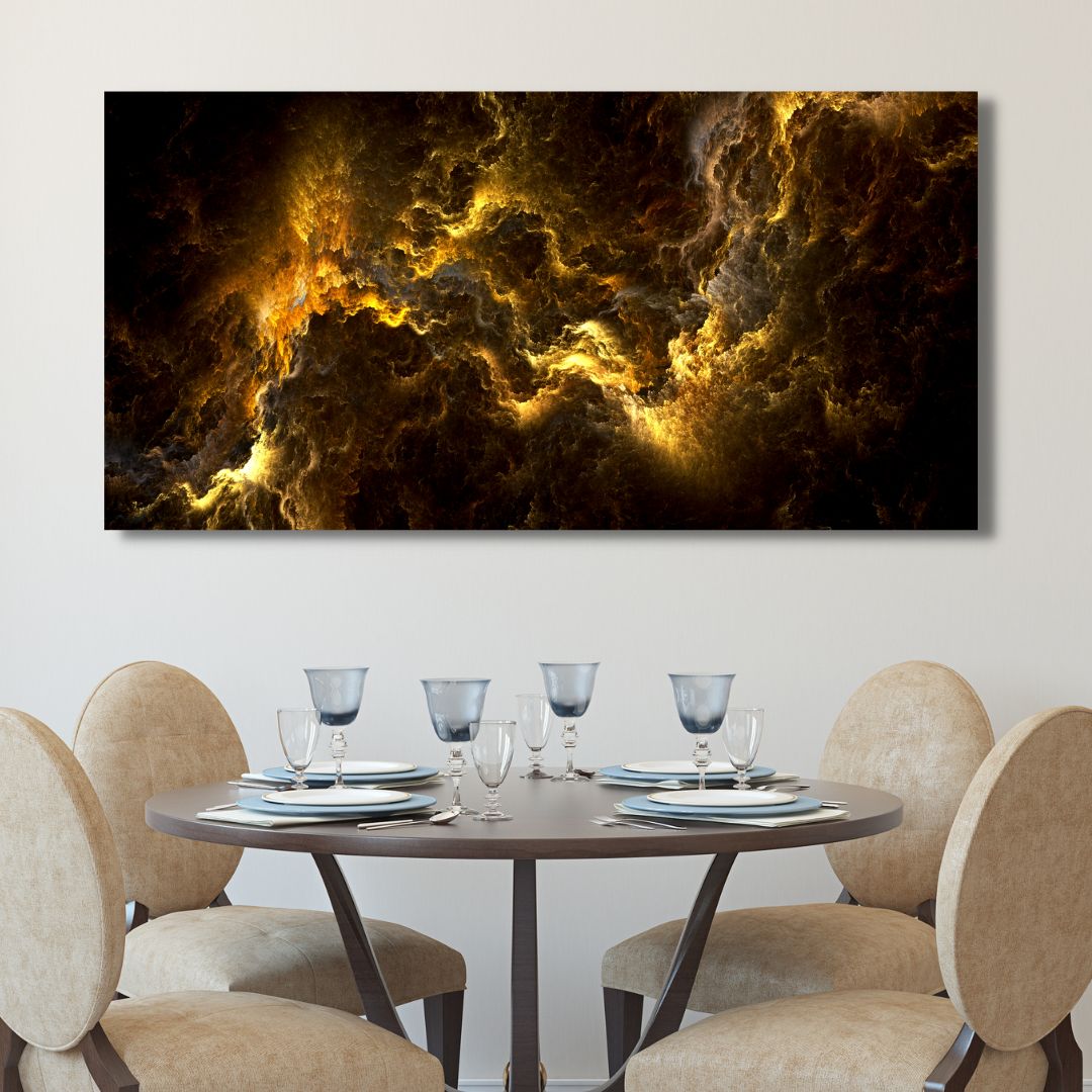 Gold Lightning Abstract Canvas Art - Designity Art