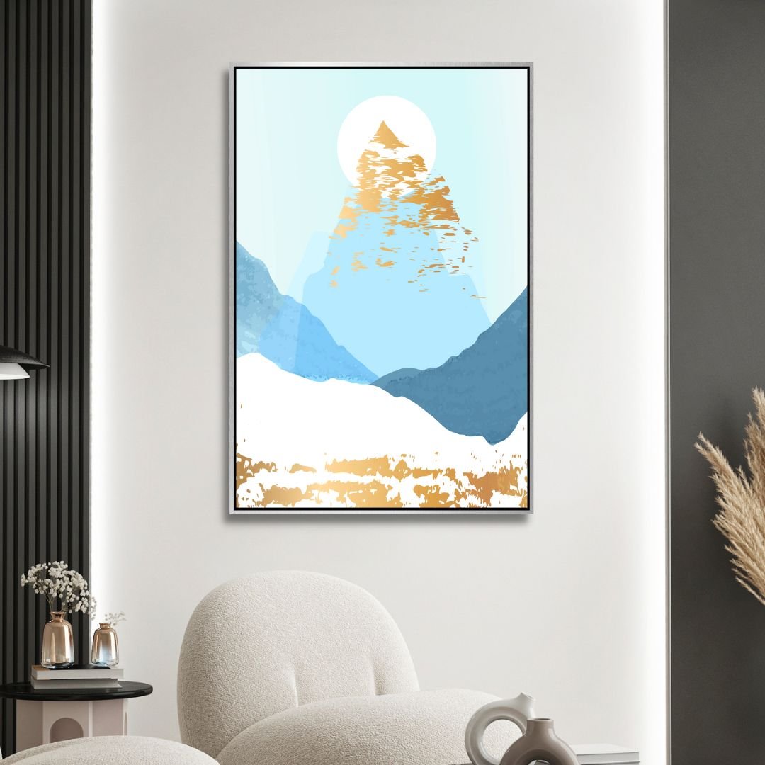 Gold Mountains Abstract Canvas Wall Art - Designity Art