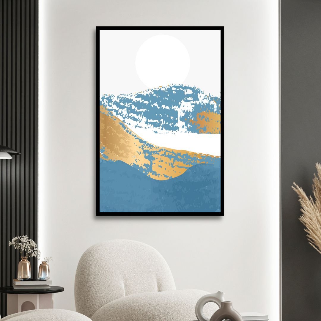 Gold Mountains Abstract Canvas Wall Art - Designity Art