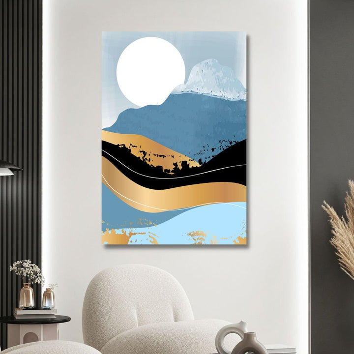 Gold Mountains Abstract Canvas Wall Art - Designity Art