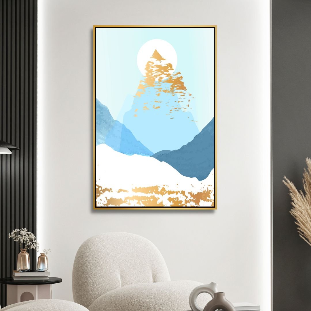 Gold Mountains Abstract Canvas Wall Art - Designity Art