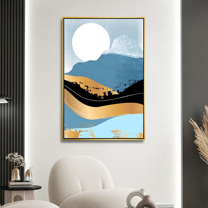 Gold Mountains Abstract Canvas Wall Art - Designity Art