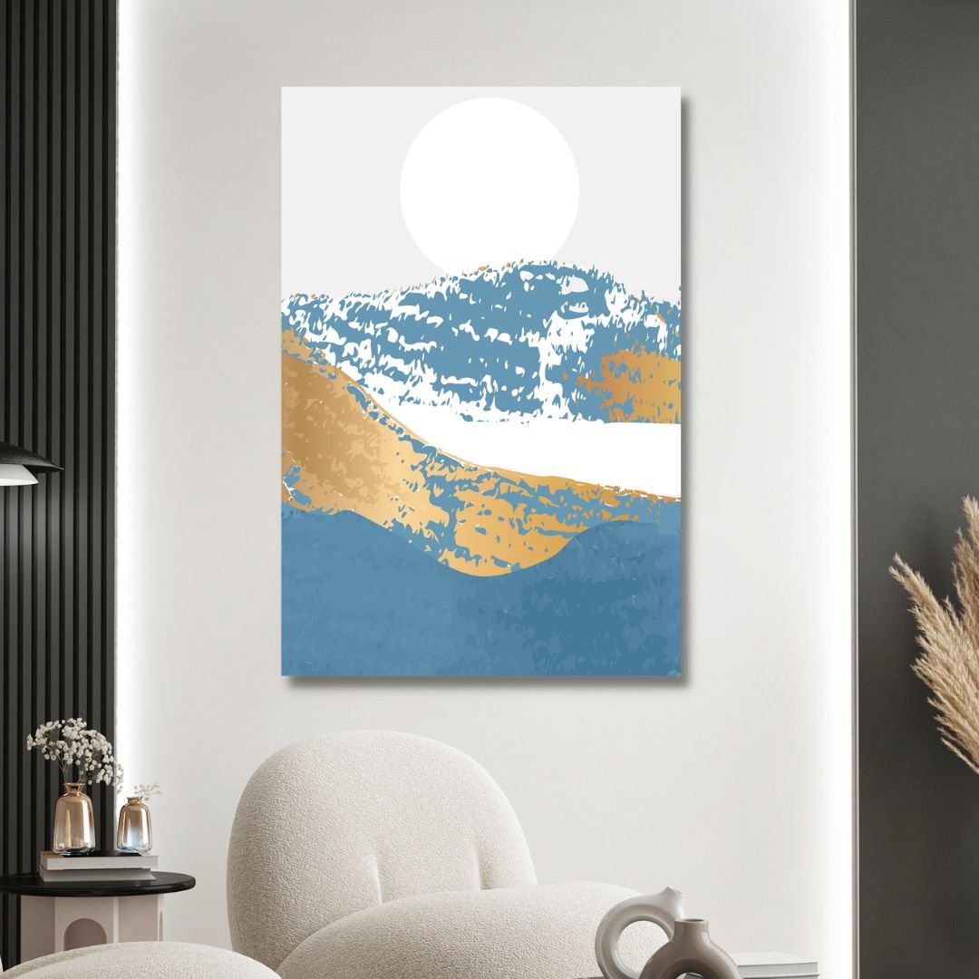 Gold Mountains Abstract Canvas Wall Art - Designity Art