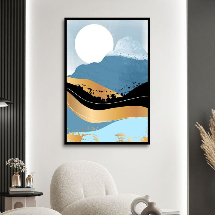 Gold Mountains Abstract Canvas Wall Art - Designity Art