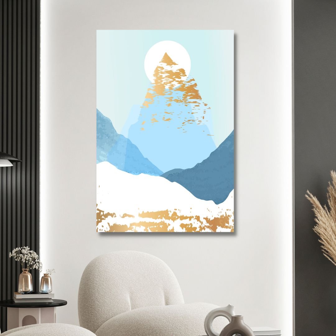 Gold Mountains Abstract Canvas Wall Art - Designity Art