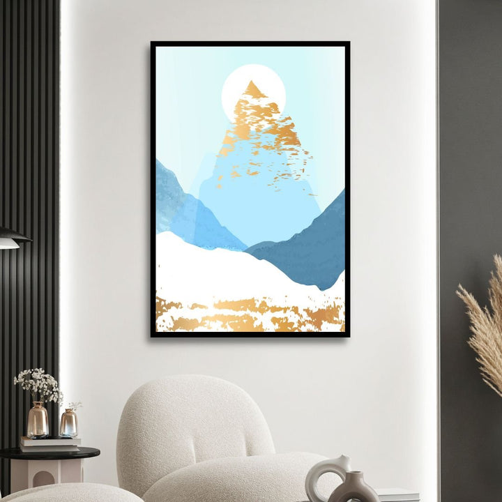 Gold Mountains Abstract Canvas Wall Art - Designity Art